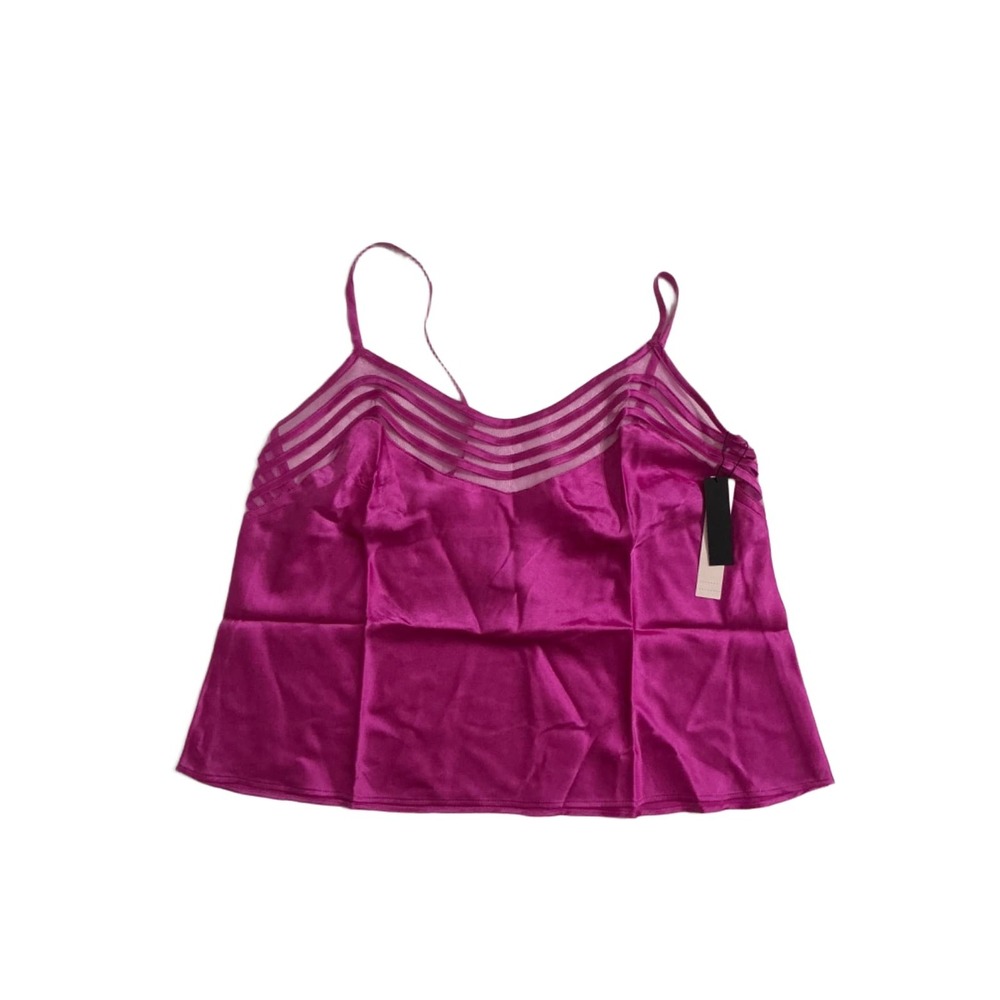 Victoria's Secret VS Archives Silk Cami Top Medium Pink Mesh Pintuck Camisole NW